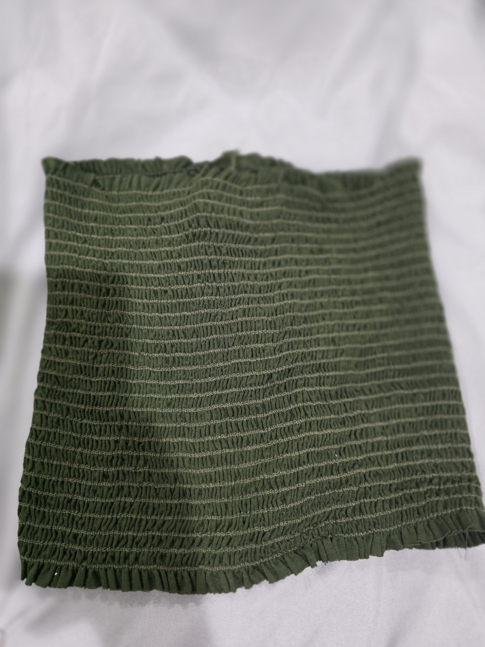 Tres Bien Olive Green Smocked Tube Top